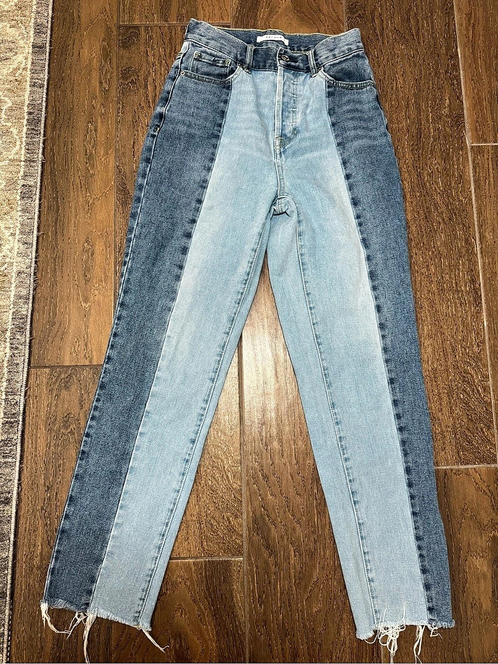 PacSun High Rise Straight Colorblock Jeans Blue Waist 25